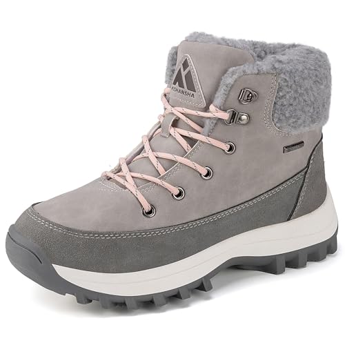 Mishansha Winterstiefel Damen Gefüttert Warm Winterschuhe Rutschfest Outdoor Frauen Schneestiefel für Trekking und Alltag Grau EU 41 von Mishansha