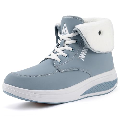 Mishansha Winterstiefel Damen Gefüttert Winterschuhe Warm Schneestiefel Blau Gr.41 von Mishansha