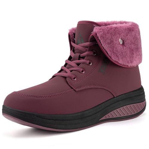 Mishansha Winterstiefel Damen Gefüttert Winterschuhe Warm Schneestiefel Tiefrot Gr.40 von Mishansha