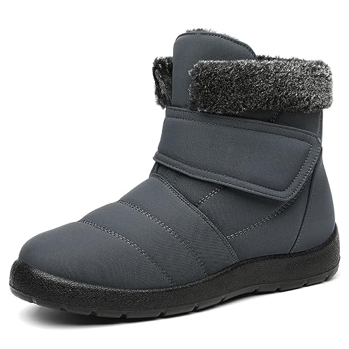 Mishansha Winterstiefel Damen Wärme Winterschuhe Bequem Winter Schneestiefel Wasserdicht Winterboots für Frauen, Fossil Grau, 38EU von Mishansha