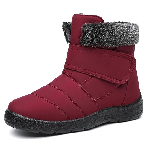 Mishansha Winterstiefel Damen Wärme Winterschuhe Bequem Winter Schneestiefel Wasserdicht Winterboots für Frauen, Rot, 37EU von Mishansha