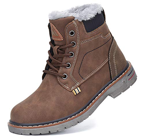 Mishansha Kinder Winterschuhe Jungen Mädchen Gefüttert Boots Braun 34 von Mishansha