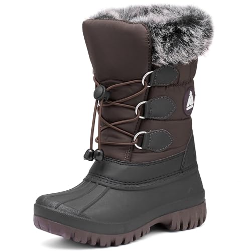 Mishansha Winterstiefel Mädchen Wasserdichte Schneestiefel Kinder Winterschuhe Jungen Schneeboots Rutschfest Winterboots Kinderstiefel Dunkelbraun,Gr.38 von Mishansha