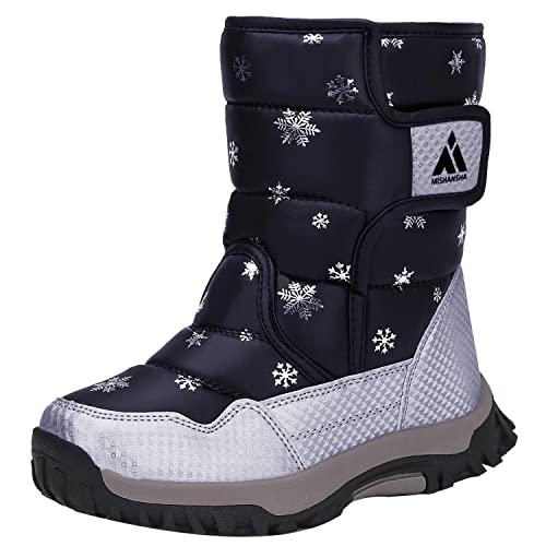 Mishansha Winterstiefelfür Mädchen Winterschuhe Leicht Warm Gefüttert Schneestiefel Outdoor rutschfeste Winterboots Kinder,Schwarz 37 von Mishansha