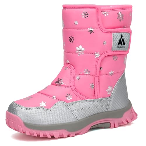 Mishansha Winterstiefelfür Mädchen Winterschuhe Warm Gefüttert Winterboots Outdoor rutschfeste Schneestiefel Kinder, Pink, 32 EU von Mishansha