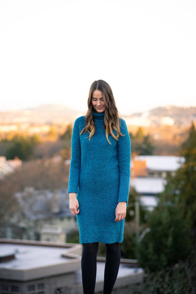 Blau Handgestrickte Alpaka Mischung Pullover Kleid - Midi Wolle Tunika von MishkaKnitwear