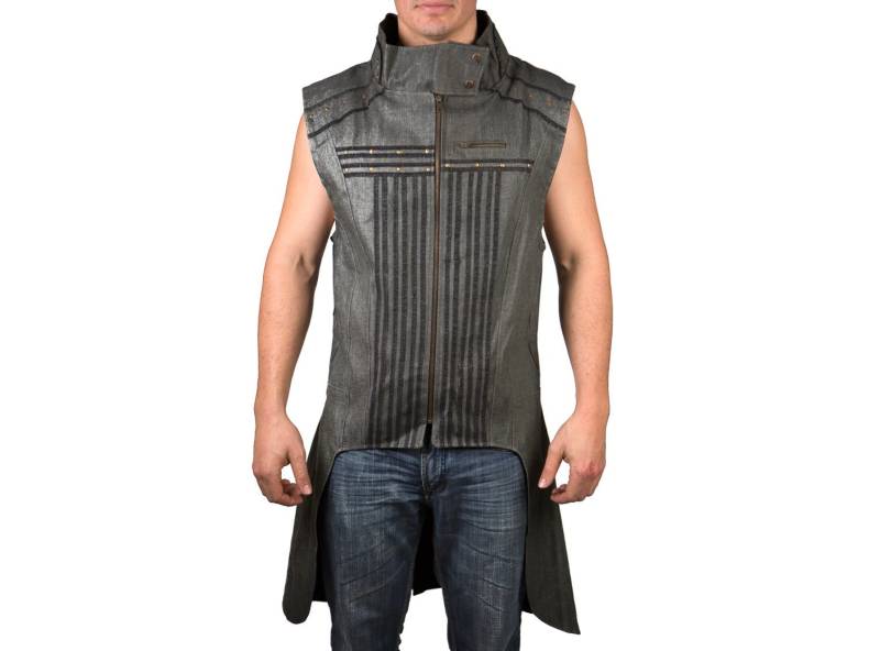 Cyber Hexenmeister Tailcoat - Mishu ~ Steampunk Ärmelloser , Ödland Kleidung Denim Industrial Goth von MishuBoutique