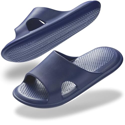 Misolin Badelatschen Damen Herren Badeschuhe Cozislides Wolke Hausschuhe Super Weich rutschfest Schlappen Cozy Cloudyzzz Pantoletten Sommer Quick Drying Shower Slides,Blau W9(39-40 EU) von Misolin
