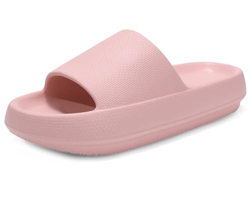 Misolin Badeschuhe Damen Herren Original Hausschuhe Cozislides Wolke Schlappen Super Weich rutschfest Badelatschen Sommer Pantoletten Cozy Cloud Slides Indoor/Outdoor,Rosa 37/38 EU von Misolin