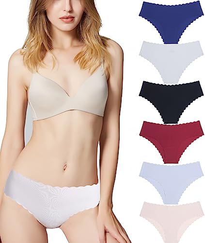 Misolin Damen Slips Nahtlos Unterwäsche Bikinis Taillenslips Seamless Unsichtbare Dehnbare Bequeme Panties Hipsters 6 Pack,Mehrfarbig M von Misolin