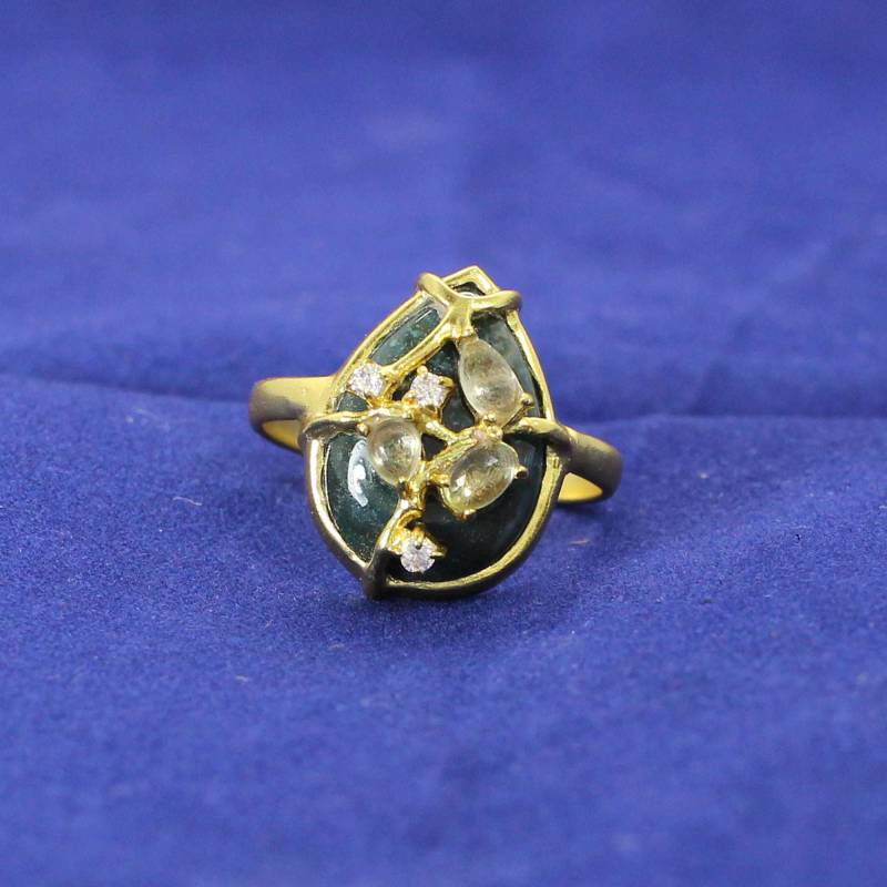 Blutstein Ring - Zitronenquarz Goldring Ehering Wire Wrapped Designer Boho von MisomaSantiago