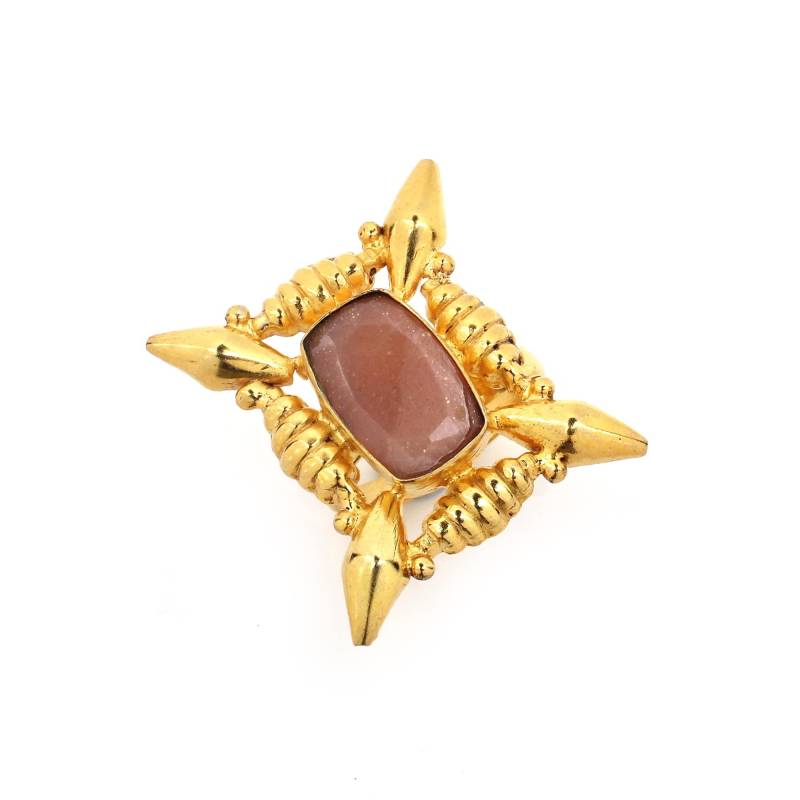 Pfirsich Mondstein Handgefertigter Designer Ring von MisomaSantiago