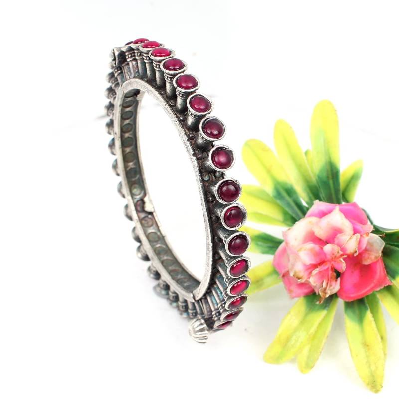 Schöne Oxidierte Silber Look Armreif, Imitation Stein Frauen Handgemachte Festliche Kleidung Hand Kada, Wunderschöne Geschenk Armreif von MisomaSantiago