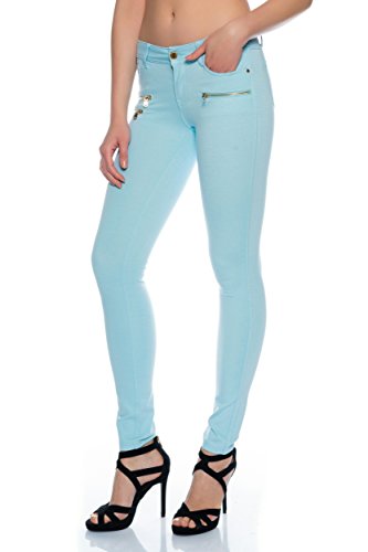 Freyday Modische Bequeme Damen Jeggings Leggings Fit Hüfthose Skinny Stretch Slimfit (Hellblau, 36) von Freyday