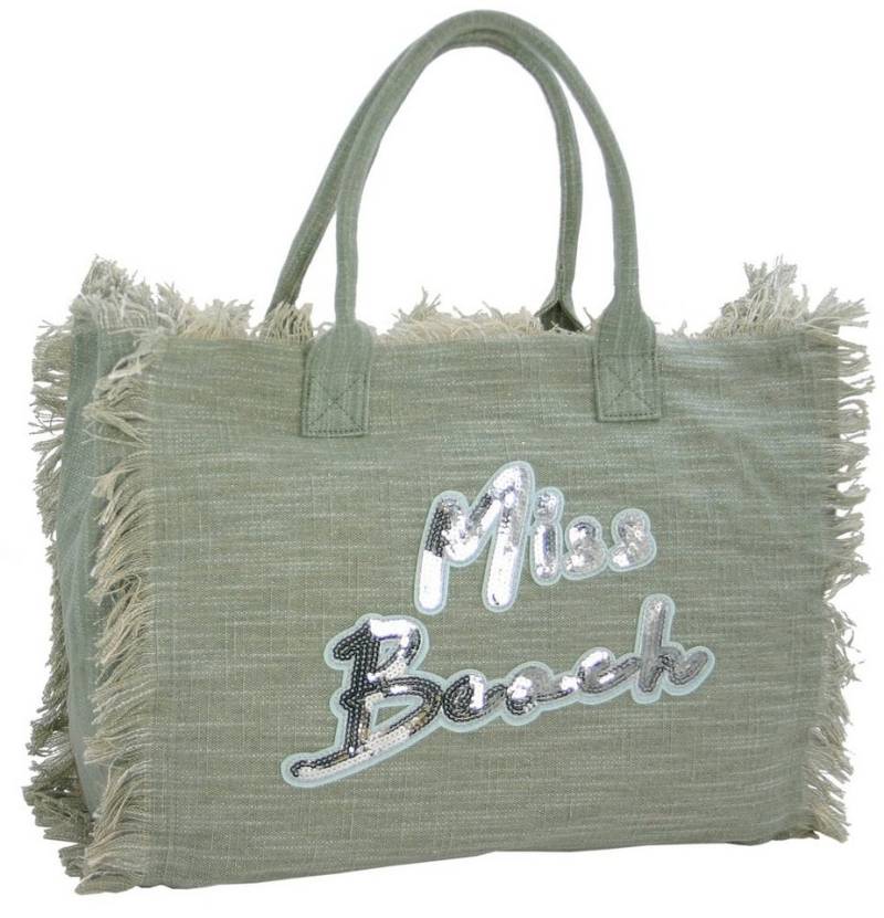 Miss Beach Strandtasche - Badetasche mit Reißverschluss - Shopper aus Canvas - 29 Liter von Miss Beach