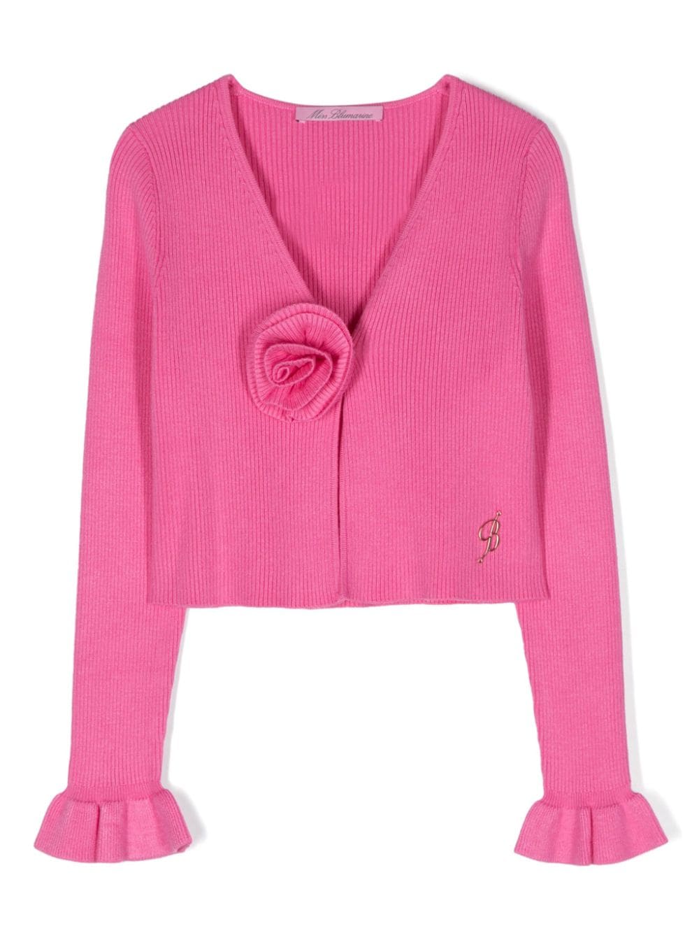 Miss Blumarine Cardigan mit Blumenapplikation - Rosa von Miss Blumarine