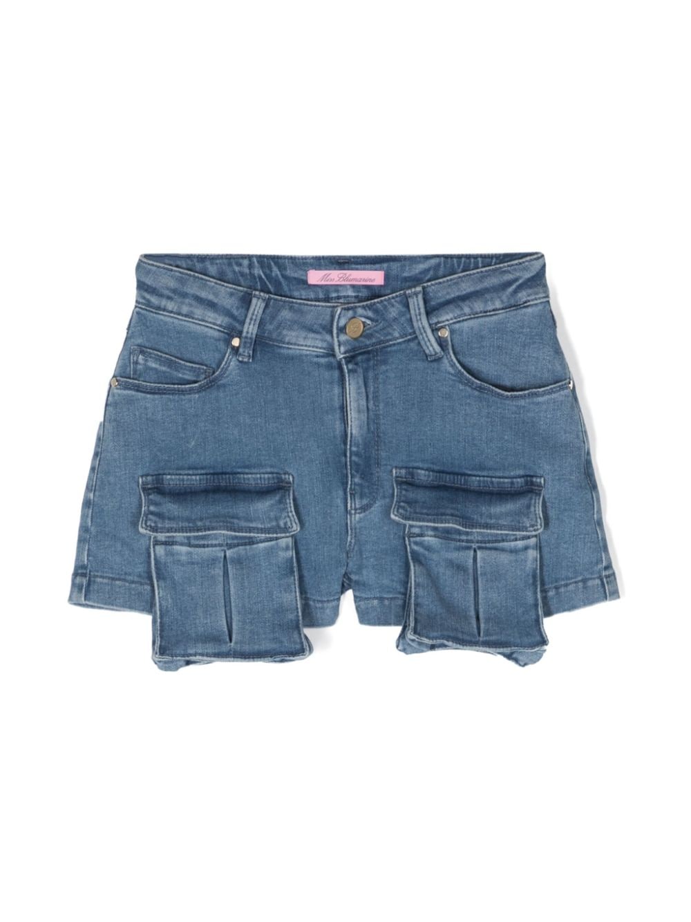 Miss Blumarine Halbhohe Cargo-Shorts aus Denim - Blau von Miss Blumarine