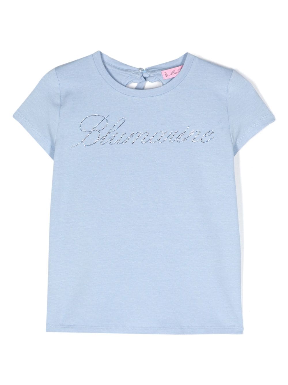 Miss Blumarine T-Shirt mit Kristall-Logo - Blau von Miss Blumarine