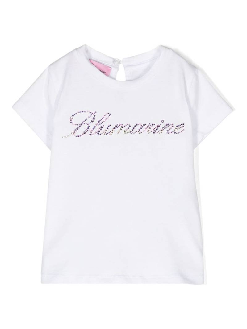 Miss Blumarine T-Shirt mit Strass-Logo - Weiß von Miss Blumarine