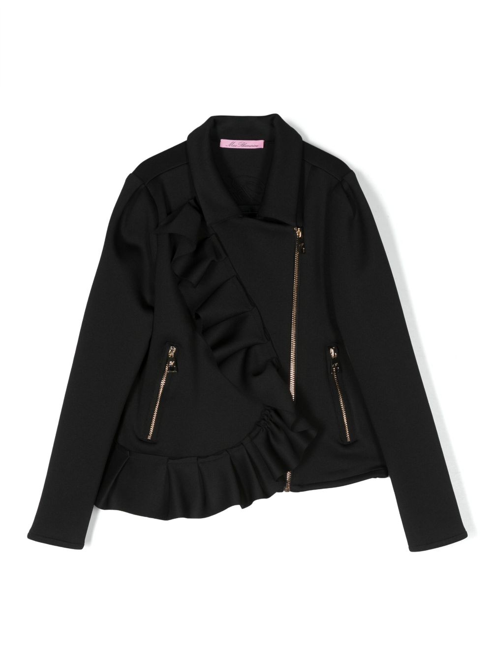 Miss Blumarine Asymmetrische Jacke mit Rüschen - Schwarz von Miss Blumarine