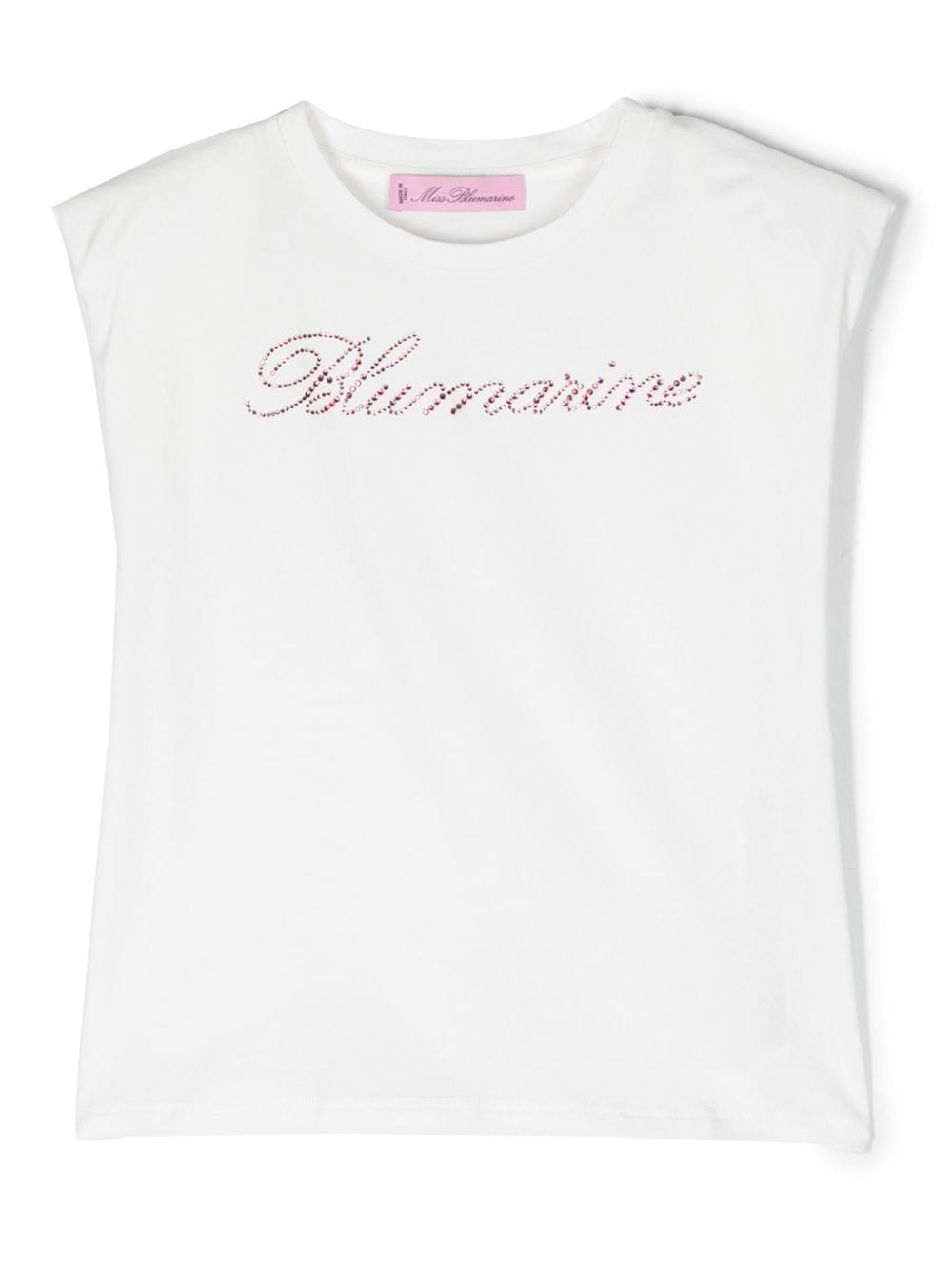 Miss Blumarine T-Shirt mit Kristall-Logo - Weiß von Miss Blumarine
