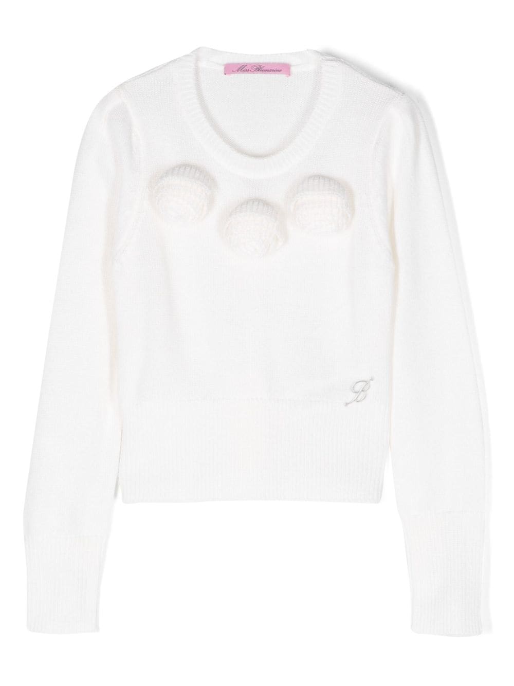 Miss Blumarine Pullover mit Blumenapplikation - Weiß von Miss Blumarine