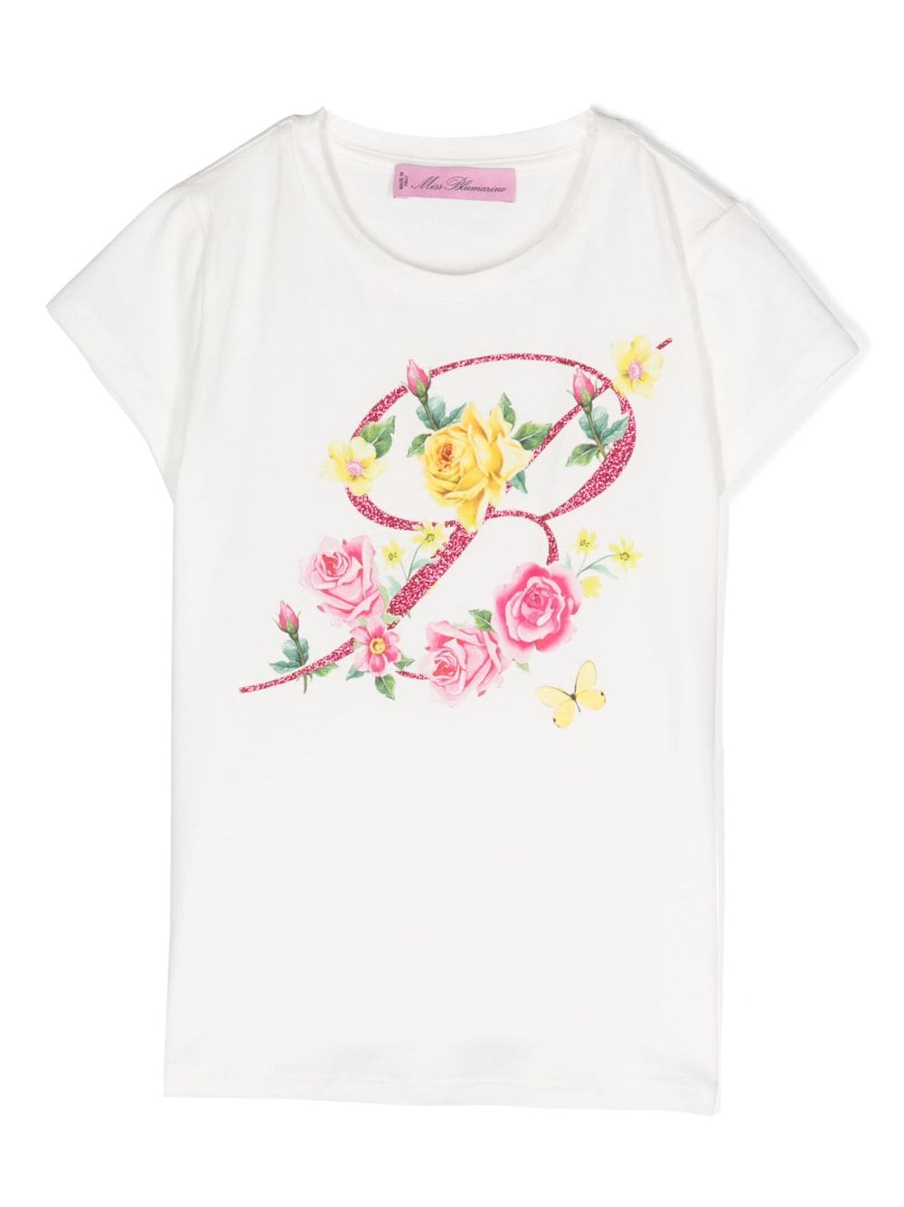 Miss Blumarine T-Shirt mit Blumen-Print - Weiß von Miss Blumarine