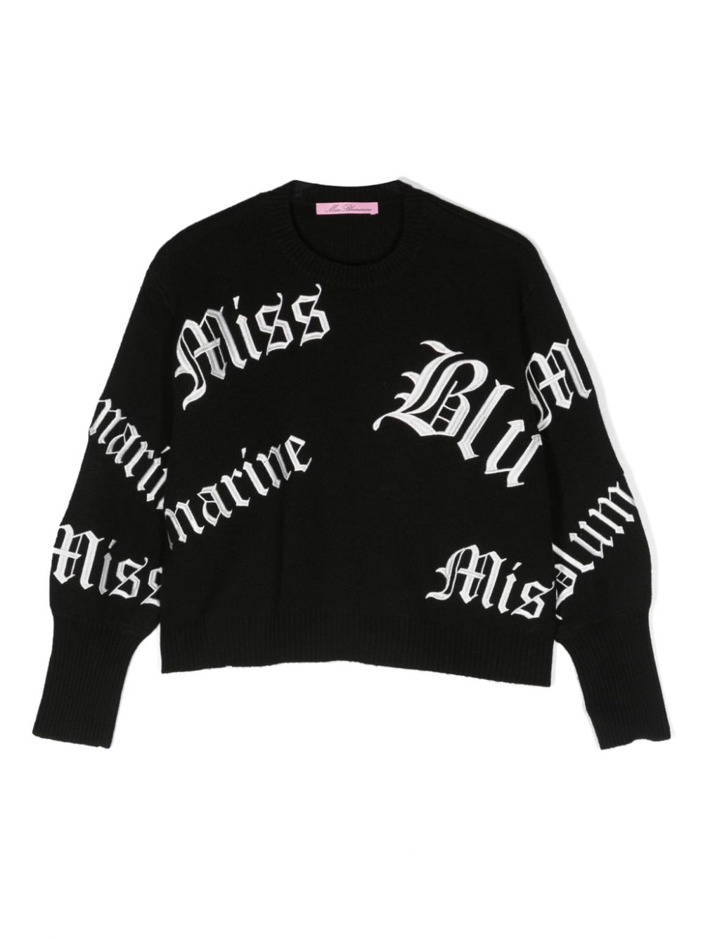 Miss Blumarine Gestrickter Pullover mit Logo-Stickerei - Schwarz von Miss Blumarine