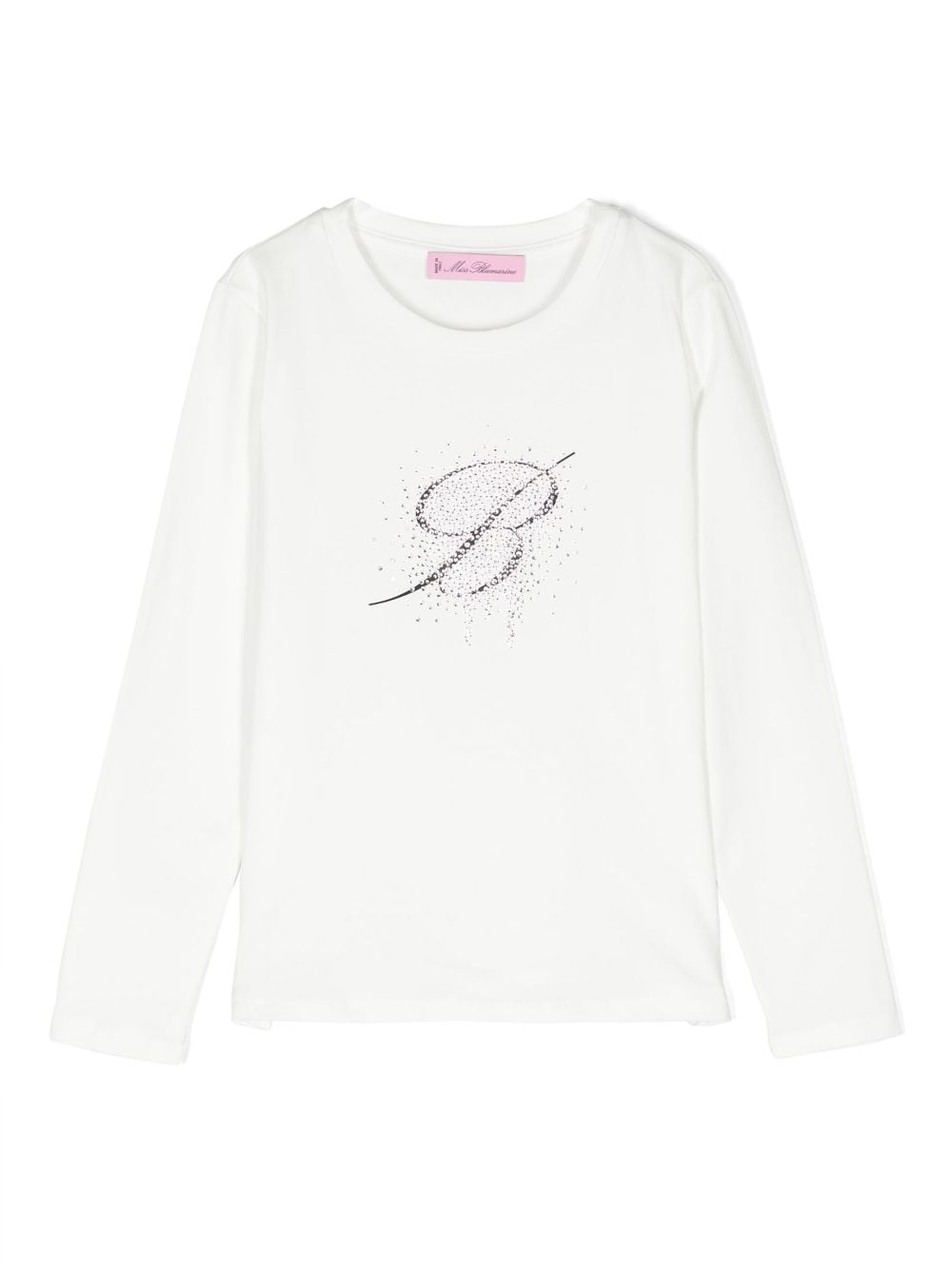 Miss Blumarine T-Shirt mit Strass-Logo - Weiß von Miss Blumarine