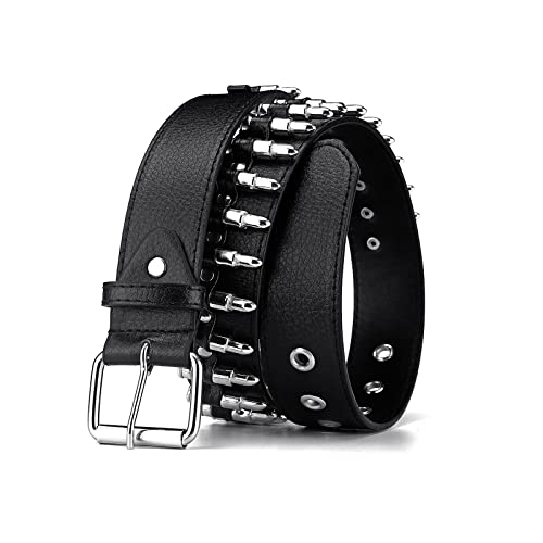 Bullet Rivet Gürtel Personalized Black Belt Fantastischer PU Ledergürtel Hip Hop von YYHJM