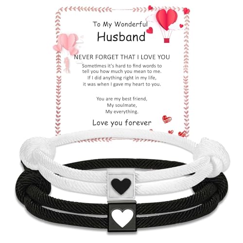 pärchen geschenke Armbänder Matching Armbänder für Paare Weihnachten Jahrestag Valentinstag Geschenke für ihn HerBoyfriend Freundin Liebhaber Ehemann Ehefrau (Auf meinen wunderbaren Ehemann) von Miss Chipmunk