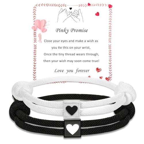 Miss Chipmunk pärchen geschenke Armbänder Matching Armbänder für Paare Weihnachten Jahrestag Valentinstag Geschenke für ihn HerBoyfriend Freundin Liebhaber Ehemann Ehefrau (Pinky Promise) von Miss Chipmunk