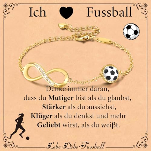 Miss Chipmunk Fußball Infinity Armbänder für Mädchen Frauen, 14K Gold vergoldet Sport Zubehör Geburtstag Weihnachten Schmuck Geschenke für Frauen Mom Teen Girls (Fußball) von Miss Chipmunk