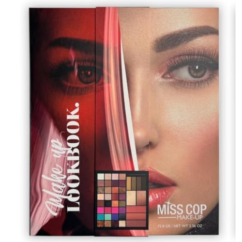 MISS COP - LookBook Palette – 42 Lidschatten – 01 Schwarz – Komplettset – Lidschatten – Rouge – Highlighter – Augenbrauen – 76 g von Miss Cop