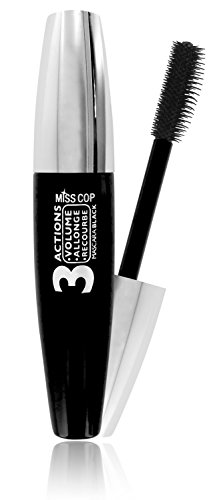 MISS COP - Mascara 3 Aktionen – Farbe 01 Schwarz – Volumen verlängert & kräuselt – 10 ml von Miss Cop