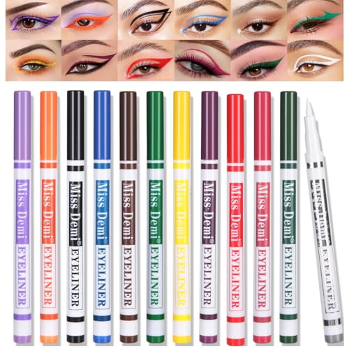 Miss Demi Eyeliner Pen Set - Colorful Shades, Precise Application for Beautiful Eye Looks. (12 Colors) von Miss Demi