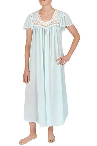 Miss Elaine Silk Essence Nachthemd – langes, seidiges und transparentes Trikotkleid mit flatternden Ärmeln - Blau - Medium von Miss Elaine