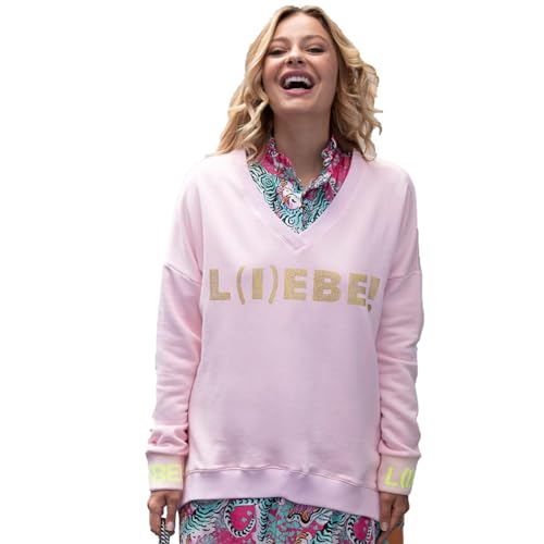 Miss Goodlife Damen Sweatshirt, V-Neck, L(I) EBE!, dust Rose/Yellow Stone, S von Miss Goodlife