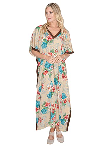 Miss Lavish London Damen Kaftans Kimono Maxi Stil Kleider passend für Teenager bis Erwachsene Frauen in regulären bis Übergrößen - Braun - 44-48 von Miss Lavish London