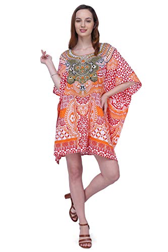 Miss Lavish London Kaftan Kleid - Kaftane für Frauen - Damen Kaftane erhältlich in Einheitsgröße passend US 4,6,8 und 10, 158 - Rot, 50 von Miss Lavish London