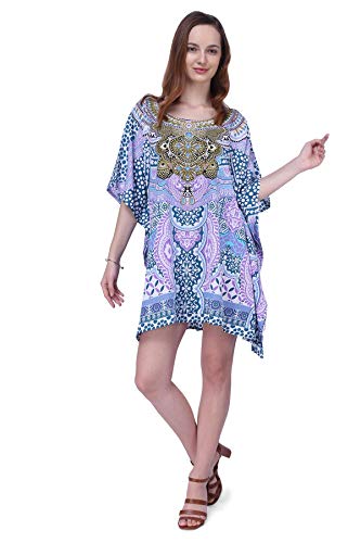 Miss Lavish London Kaftan-Kleid – Kaftans für Frauen – Damen Kaftans passend für Teenager bis Erwachsene Frauen in regulären bis Übergrößen Gr. 44-48, Grün/Blau von Miss Lavish London