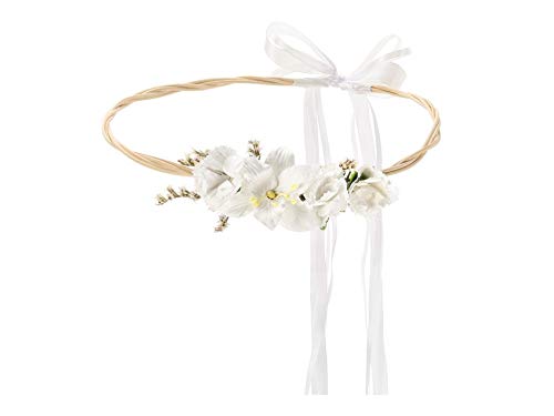 Blüten-Kranz Blumen-Kränzchen Haarreif Stoff-Blumen in weiß & grün Blumen-Kinder JGA-Party Junggesellinnen-Abschied Braut Kopfschmuck Hochzeit Verkleidung Deko Accessoires Zubehör Frauen & Mädchen von Miss Lovely