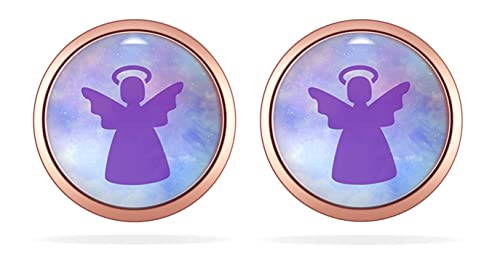 Schutzengel Ohrstecker Mädchen Damen Edelstahl mit Engel Anhänger in Silber Geschenk zur Kommunion Erstkommunion oder Konfirmation von Miss Lovie