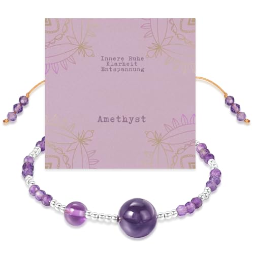 Miss Lovie Amethyst Armband Damen Silber handgefertigt Edelstein Armband mit Sterling Silber 925 Perlen, Schutzstein und Kraftstein Geschenk, Geliefert In Schmuck Geschenkbox von Miss Lovie