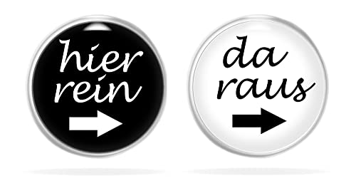 Schmuck Teenager Mädchen Lustige Ohrringe Witzig Hier Rein Da Raus Ohrstecker Damen Nickelfrei Hypoallergen Cabochon Edelstahl Schwarz Weiß Silber von Miss Lovie