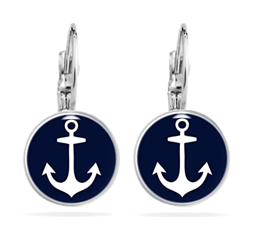Miss Lovie Ohrringe Anker Ohrstecker Maritim Damen Ohrringe Dunkelblau (Ohrhänger Anker) von Miss Lovie