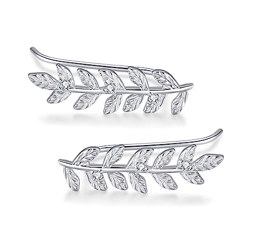 Ohrklemme Silber 925 Blatt - Ohrkletterer silber 925 Ohrringe Blatt Silber Ohrstecker Blatt Statement Ohrringe Silber Ausgefallenes Geschenk Schwester Geschenk von Miss Lovie