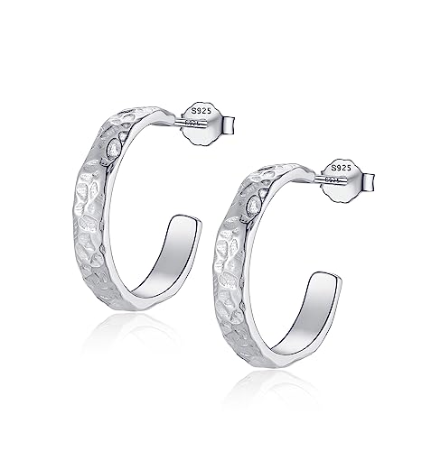 Boho Gehämmerte Creolen Silber 925 Mittelgroß Große Ohrringe 18 mm In C-Form Ohrhänger Minimalistisch Vintage Charm Schmuck Geschenk Freundin Boho Gehämmerte Creolen Silber 925 Mittelgroß Große Ohrringe 18 mm In C-Form Ohrhänger Minimalistisch Vintage Charm Schmuck Geschenk Freundin von Miss Lovie