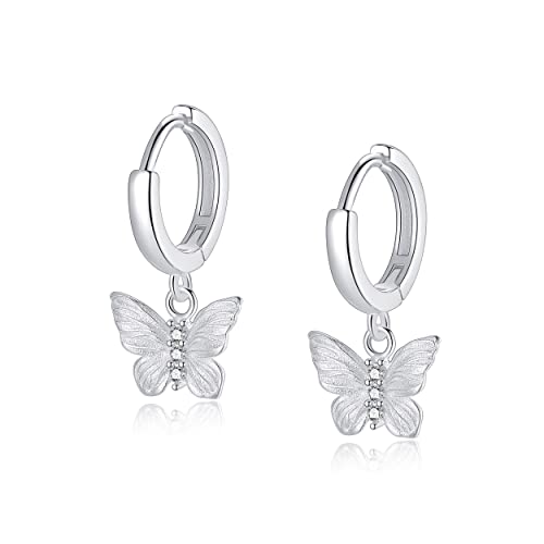 Creolen Mit Schmetterling - Schmetterling Ohrringe Silber 925 Creolen Kinder Schmetterling Anhänger Schmetterling Hoop Ohrringe Schmetterling Charm Ohrringe Creolen Mädchen von Miss Lovie