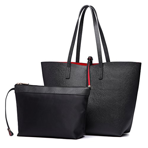 Miss Lulu Schultertaschen für Damen Shopper Damen Groß Tasche Damen Henkeltasche Damen Modische Einkaufstasche PU-Leder Praktisches 2-teiliges Handtaschen-Set von Miss Lulu